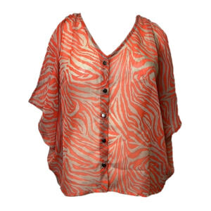 ✨HOST PICK✨ Women’s Coral & Gray Zebra Print Sheer Shirt